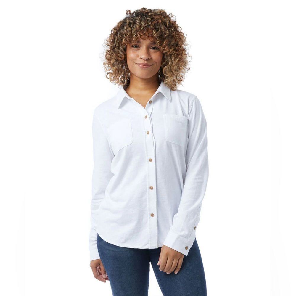 32 Degrees Ladies' Soft Fleece Button Up Shirt Cream Size XL